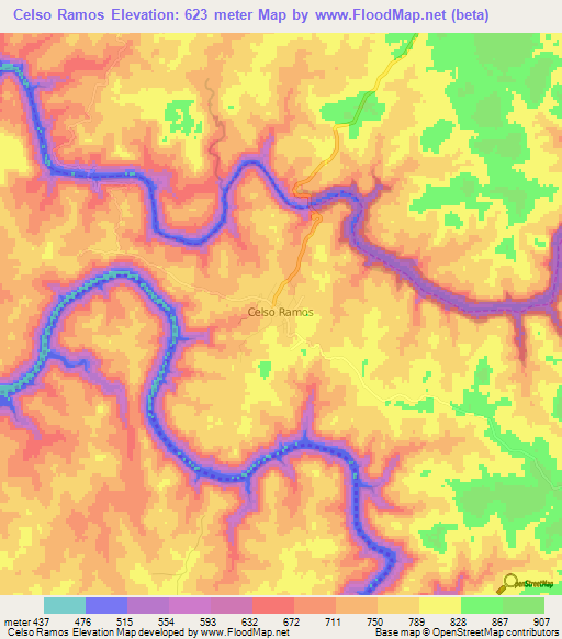 Celso Ramos,Brazil Elevation Map