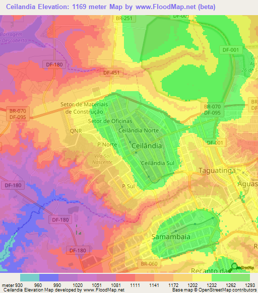 Ceilandia,Brazil Elevation Map