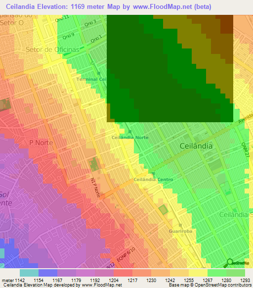 Ceilandia,Brazil Elevation Map