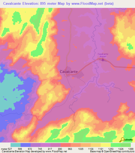 Cavalcante,Brazil Elevation Map