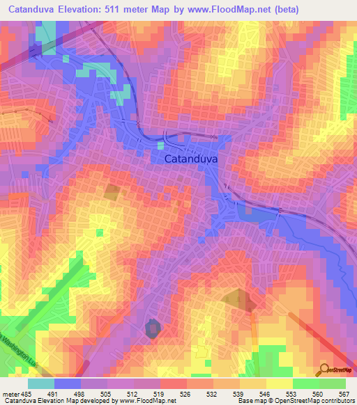 Catanduva,Brazil Elevation Map