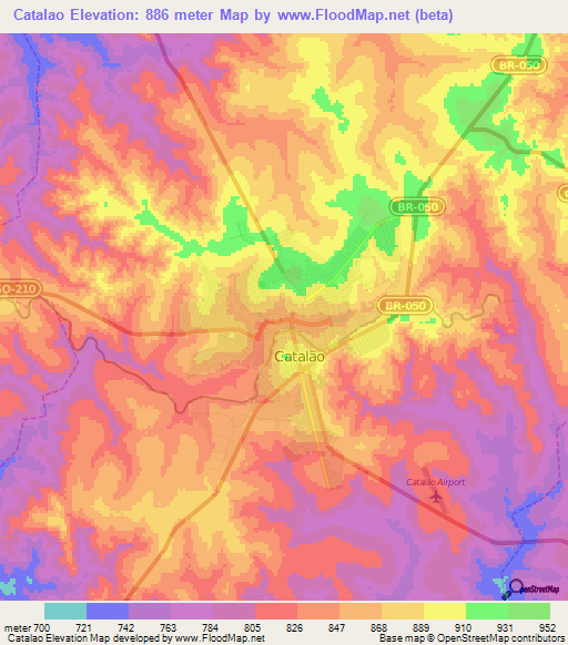 Catalao,Brazil Elevation Map