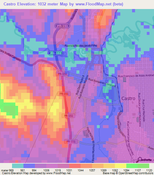 Castro,Brazil Elevation Map