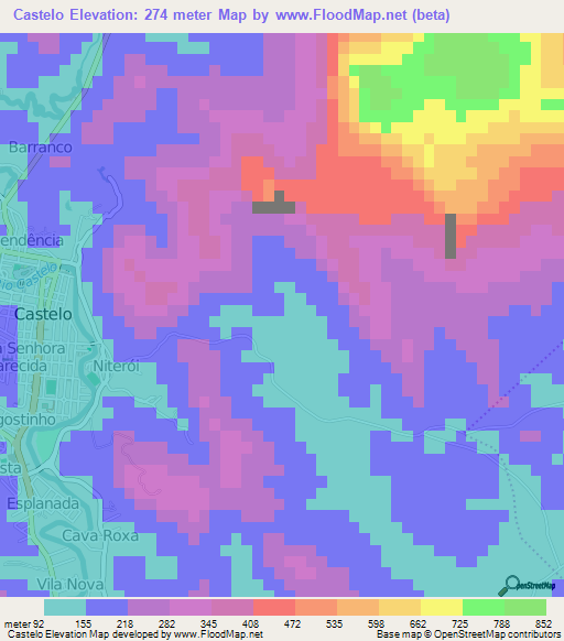 Castelo,Brazil Elevation Map