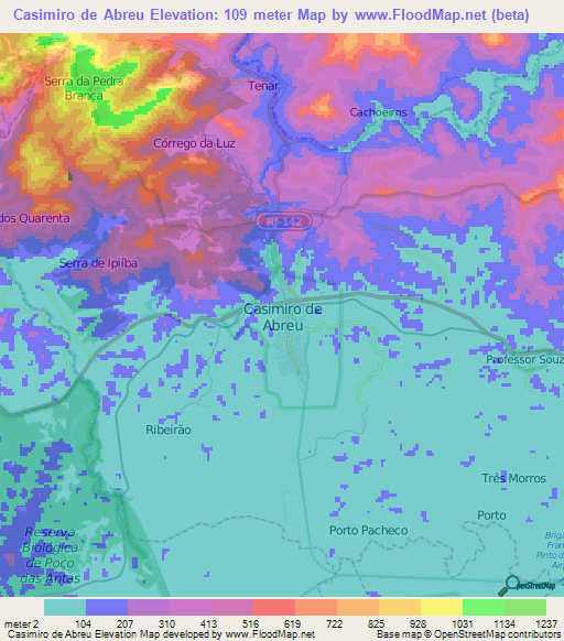 Casimiro de Abreu,Brazil Elevation Map