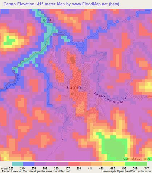 Carmo,Brazil Elevation Map