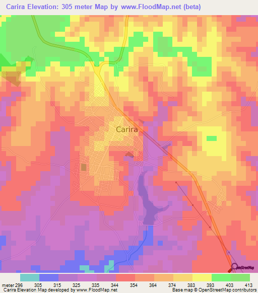 Carira,Brazil Elevation Map