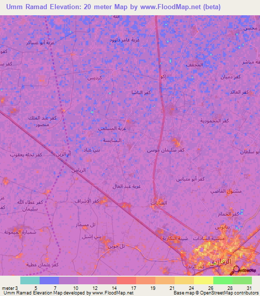 Umm Ramad,Egypt Elevation Map