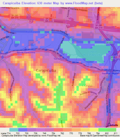 Carapicuiba,Brazil Elevation Map