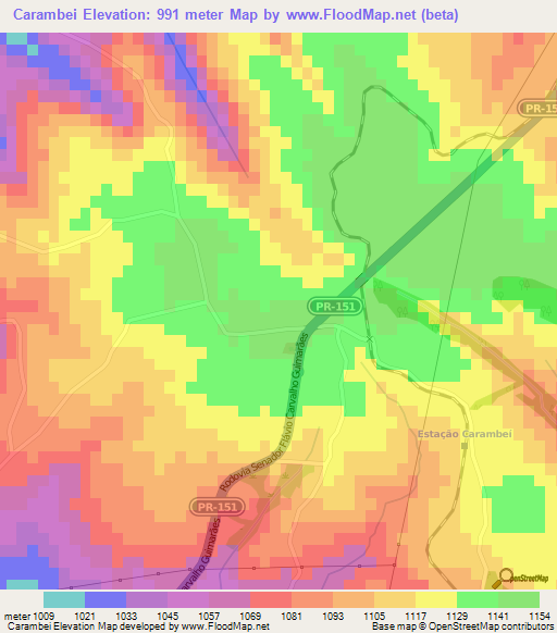 Carambei,Brazil Elevation Map