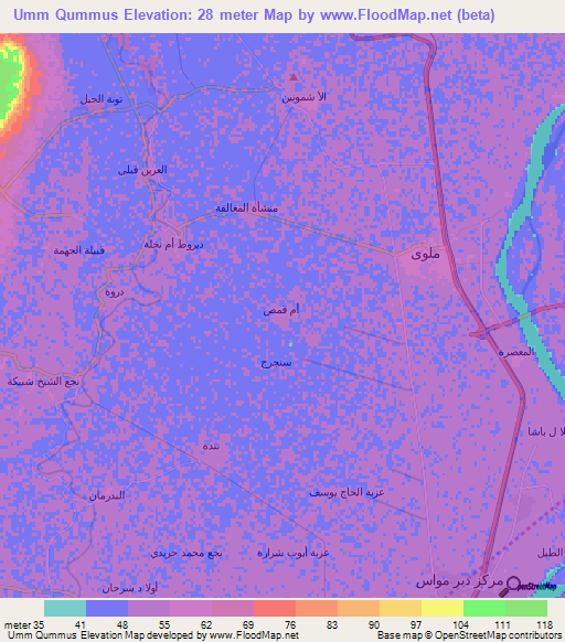 Umm Qummus,Egypt Elevation Map