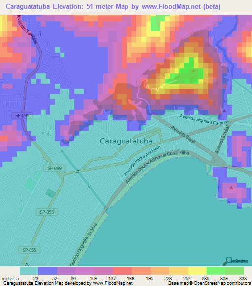 Caraguatatuba,Brazil Elevation Map