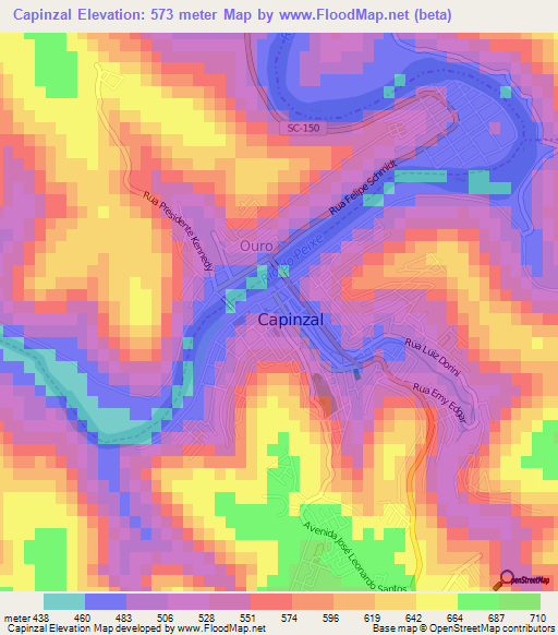 Capinzal,Brazil Elevation Map