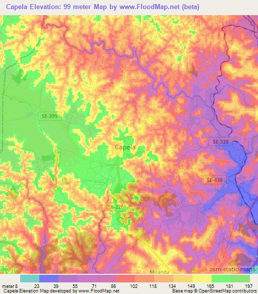 Capela,Brazil Elevation Map