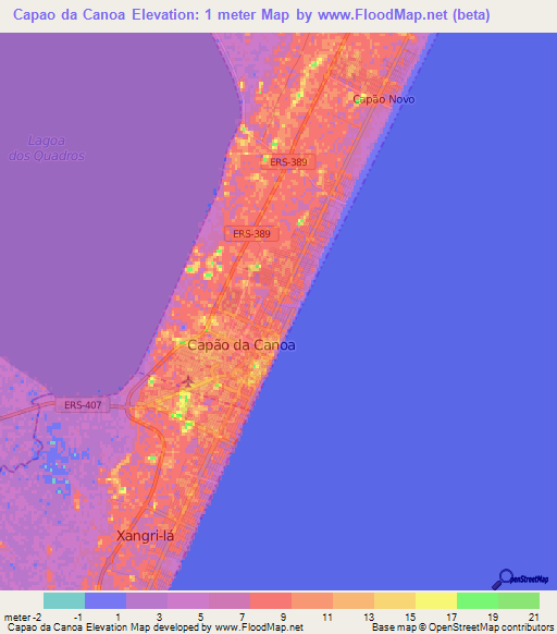 Capao da Canoa,Brazil Elevation Map