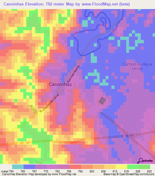 Canoinhas,Brazil Elevation Map