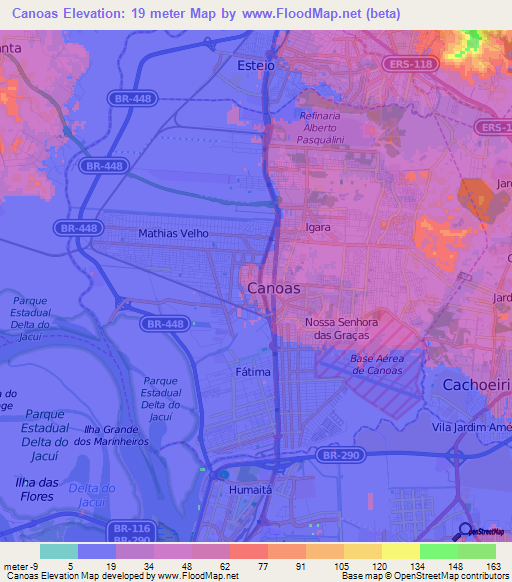 Canoas,Brazil Elevation Map