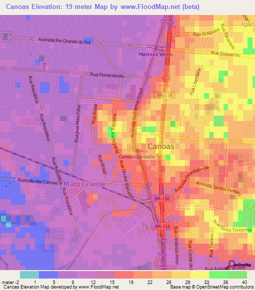 Canoas,Brazil Elevation Map