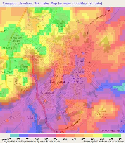 Cangucu,Brazil Elevation Map