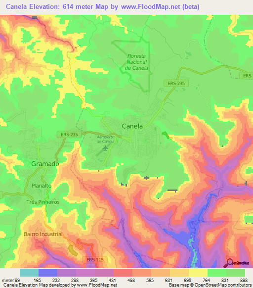 Canela,Brazil Elevation Map