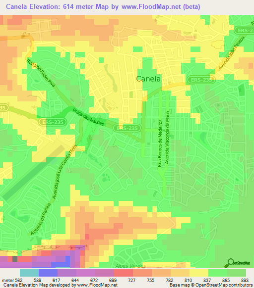 Canela,Brazil Elevation Map