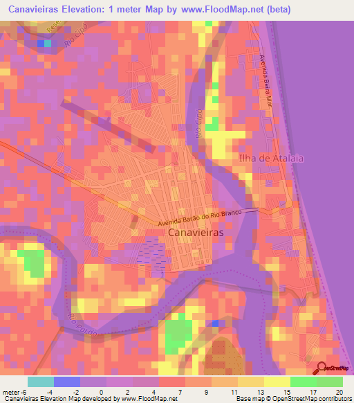 Canavieiras,Brazil Elevation Map