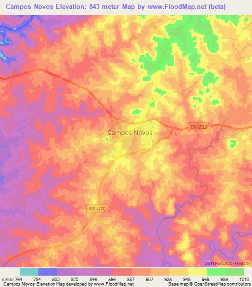 Campos Novos,Brazil Elevation Map