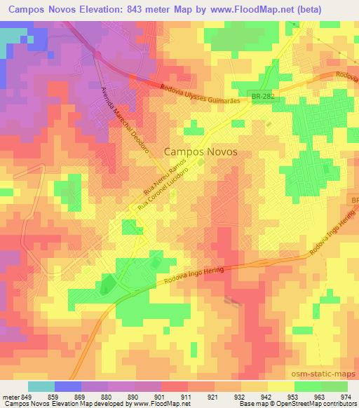 Campos Novos,Brazil Elevation Map