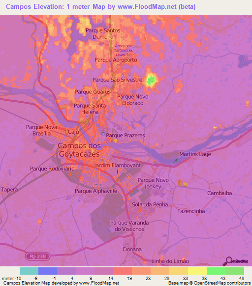 Campos,Brazil Elevation Map