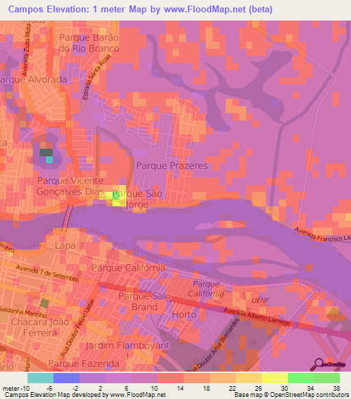 Campos,Brazil Elevation Map