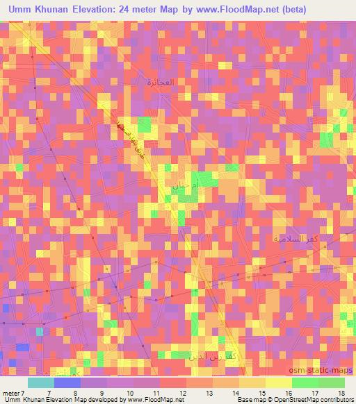 Umm Khunan,Egypt Elevation Map