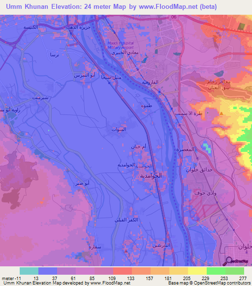 Umm Khunan,Egypt Elevation Map