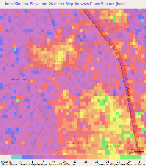 Umm Khunan,Egypt Elevation Map