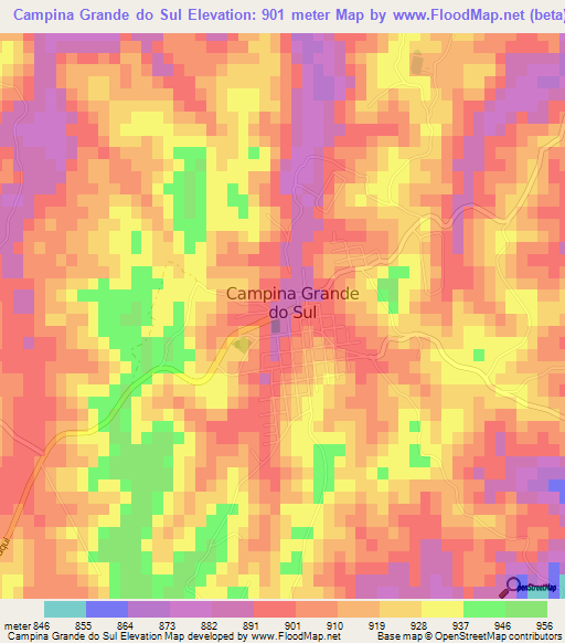 Campina Grande do Sul,Brazil Elevation Map