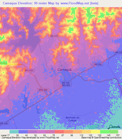 Camaqua,Brazil Elevation Map