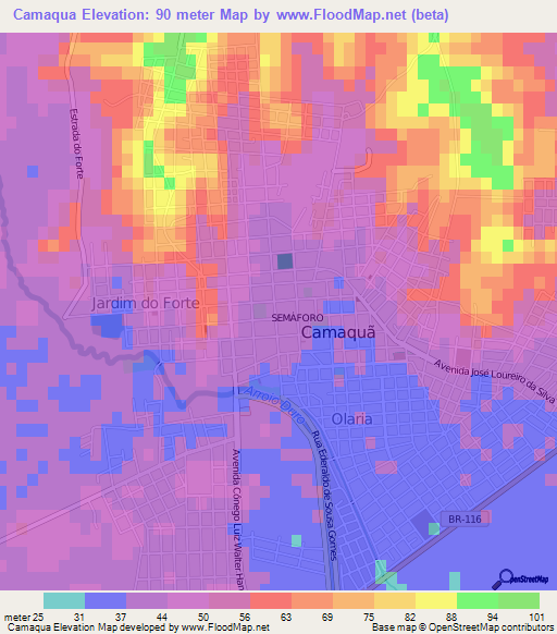 Camaqua,Brazil Elevation Map