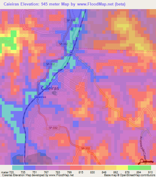 Caieiras,Brazil Elevation Map