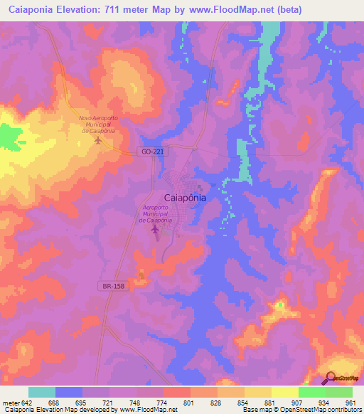 Caiaponia,Brazil Elevation Map