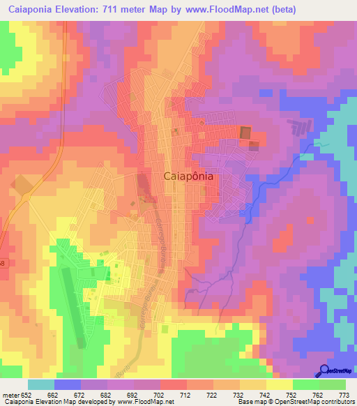 Caiaponia,Brazil Elevation Map