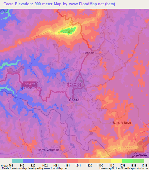 Caete,Brazil Elevation Map