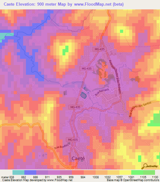 Caete,Brazil Elevation Map