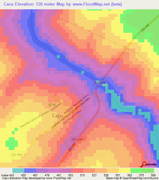 Cacu,Brazil Elevation Map