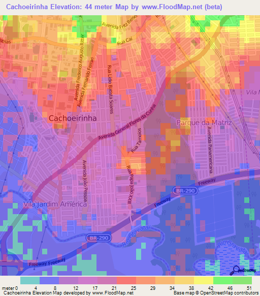 Cachoeirinha,Brazil Elevation Map