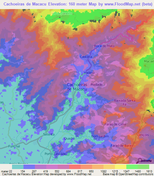 Cachoeiras de Macacu,Brazil Elevation Map