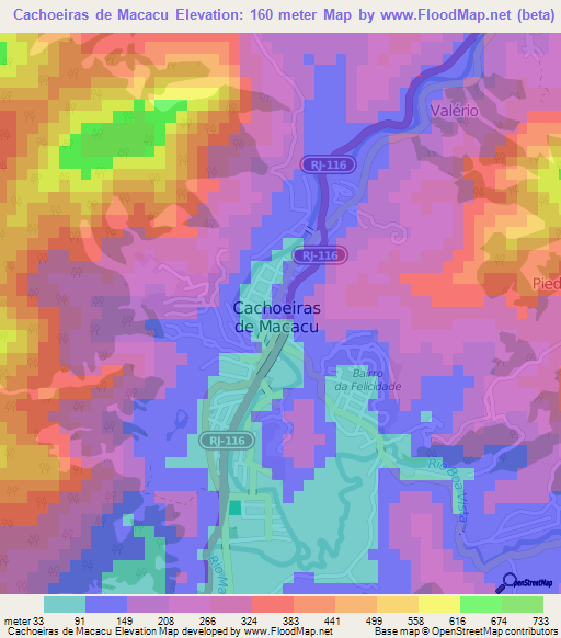 Cachoeiras de Macacu,Brazil Elevation Map