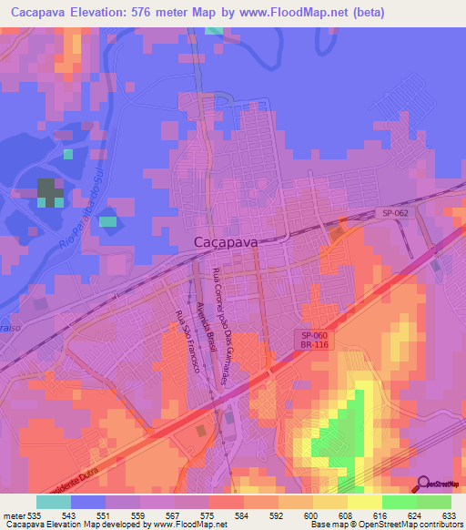 Cacapava,Brazil Elevation Map