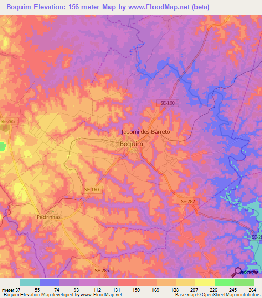 Boquim,Brazil Elevation Map