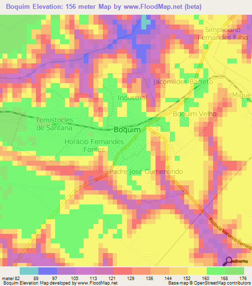 Boquim,Brazil Elevation Map