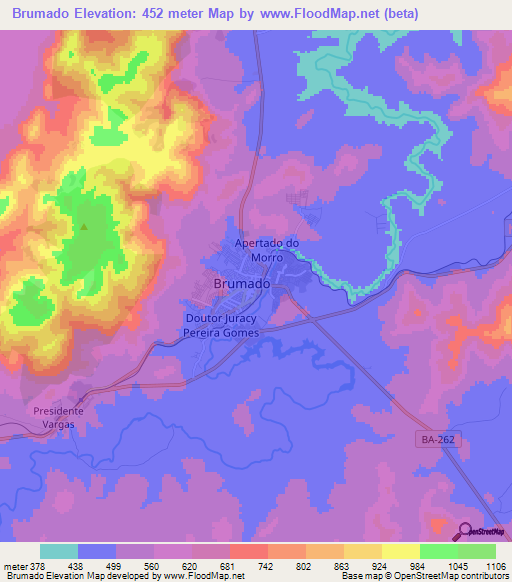 Brumado,Brazil Elevation Map