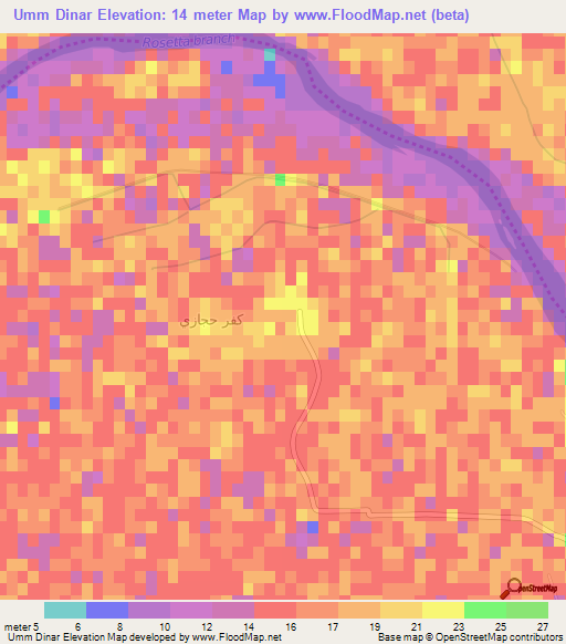 Umm Dinar,Egypt Elevation Map